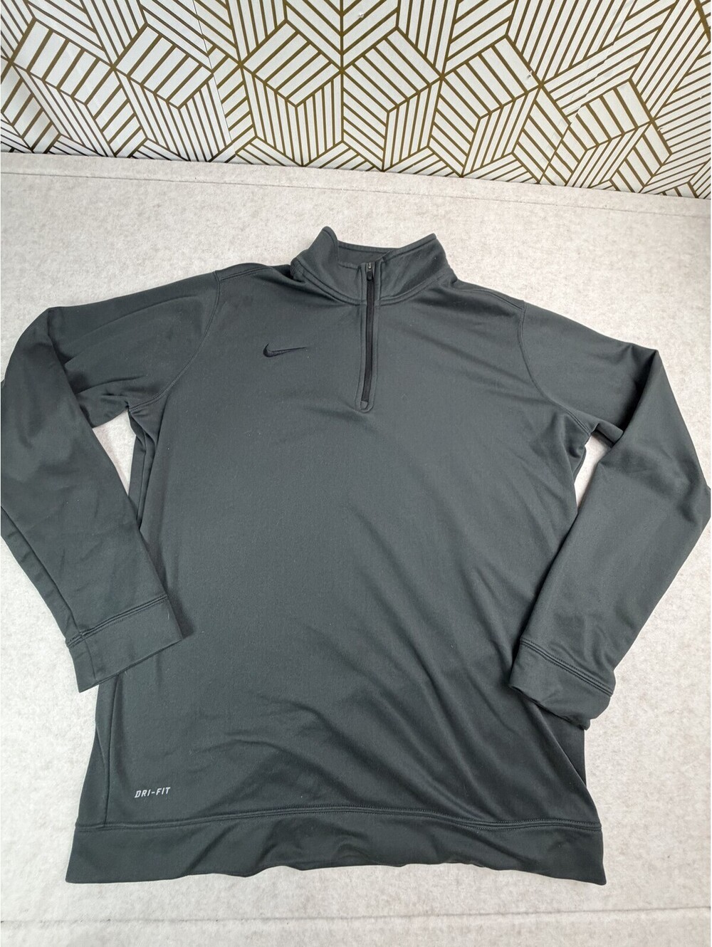 Nike Men's Black Dri-Fit 1/4 Zip Pullover Long Sleeve Sz L 1469